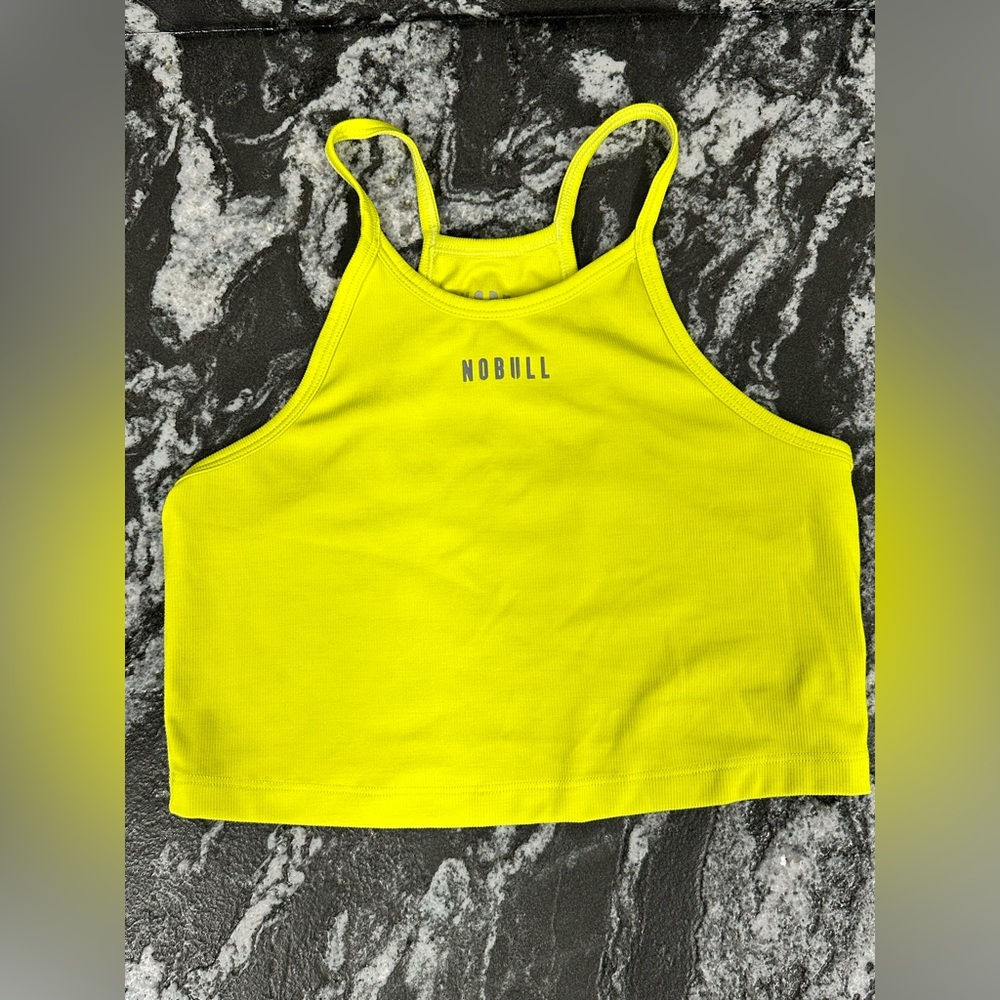 NOBULL Cropped High Neck Tank | Size Medium | Neon Yellow
